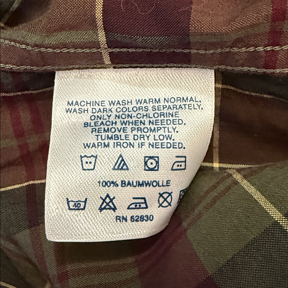 Vintage Lands’ End Plaid Button Down Shirt Boys 16 Mens Small Fit Preppy Cotton - Picture 14 of 14